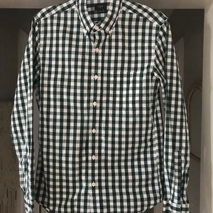 J Crew green/white gingham button down